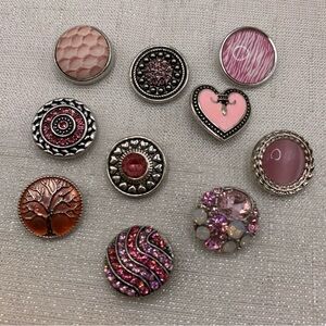 SALE - PINK BUNDLE - SET of 10 - Snap Button Charms - 18mm/20mm